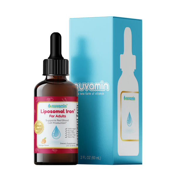 Nuvamin Liquid Liposomal Iron Drops for Adults, Orange Flavor, 2Fl. Oz (60ml)