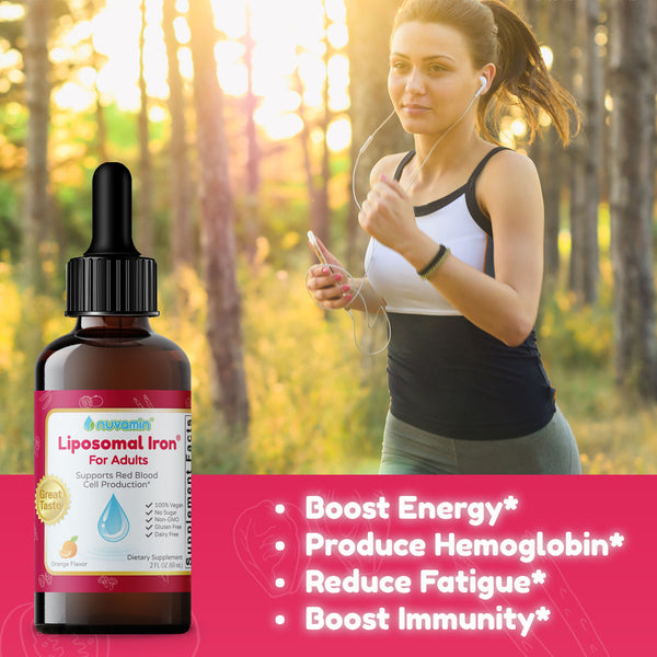 Nuvamin Liquid Liposomal Iron Drops for Adults, Orange Flavor, 2Fl. Oz (60ml)