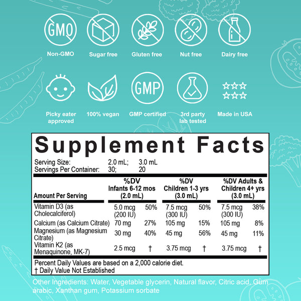 Nuvamin Liquid Calcium with Magnesium Drops, Mango Orange Flavor, 2Fl. Oz (60ml)