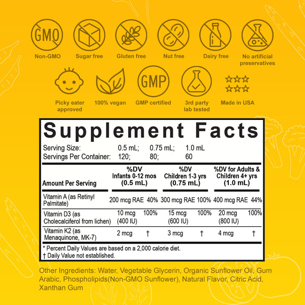 Nuvamin Liquid Liposomal Vitamin A&D3 Drops, 800 IU, 2Fl. Oz (60ml)