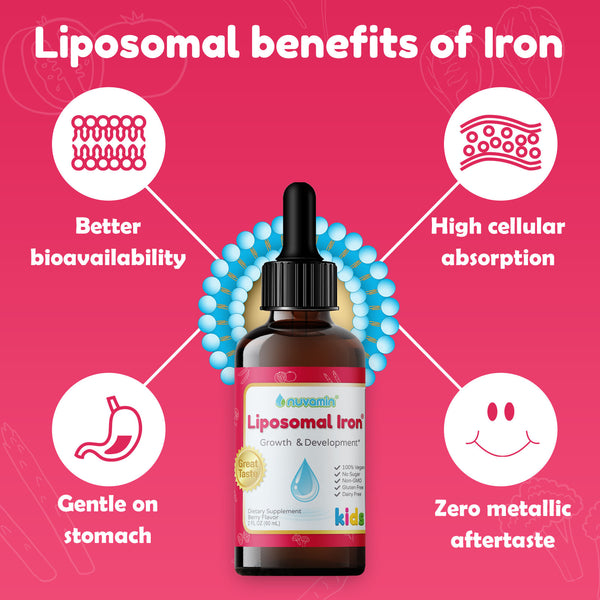 Nuvamin Liquid Liposomal Iron Drops, Berry Flavor, 2Fl. Oz (60ml)