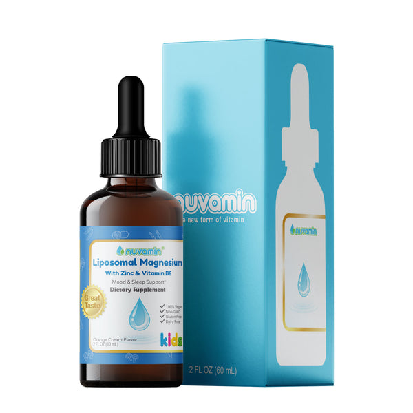 Liquid Liposomal Magnesium & Zinc Drops for Toddlers, Kids, & Adults, 2Fl.Oz (60ml), 60 Daily Serving. Great Taste - All Natural - Vegan - Superior Absorption, Orange Cream Flavor